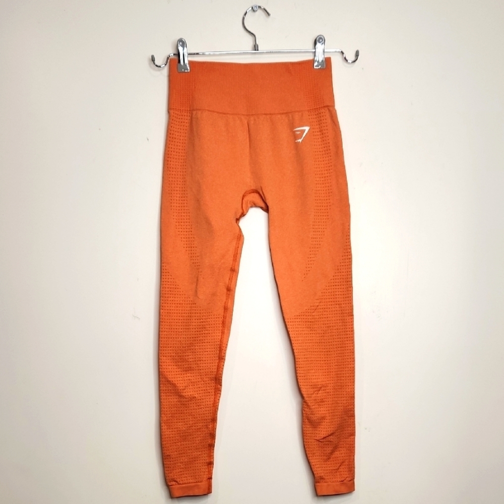 Gymshark Orange Leggings Women Sport Gym Comfy - Picture 1 of 4